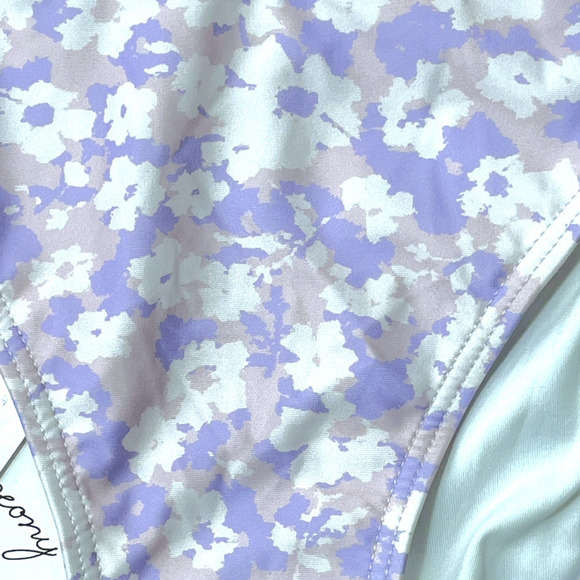 Peony Lavender Fleur Tie Side Bikini Bottom All Over Pattern Mid Rise Purple 6 - Picture 6 of 10